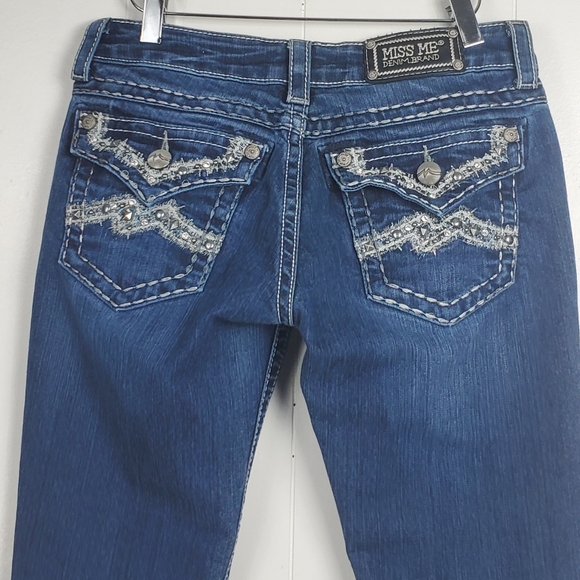 Miss me embroidered rhinestone stud bling skinny jeans JE107252R size 28 - Picture 7 of 12